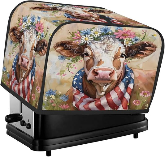 4 Slice Animal Highland Cow Toaster Cover Waterproof Dust Fingerprint Bread Machine Cover Washable Kitchen Appliance Protector For Home Kitchen Bakeware Table Decor Women Gifts