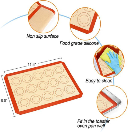 TeamFar Toaster Oven Pan, 12.4’’ x 9.7’’ x 1’’ Stainless Steel Baking Pan Tray Cooling Wire Rack with Silicone Mat Set for Cooking Use, Healthy & Sturdy, Oven & Dishwasher Safe, Set of 3