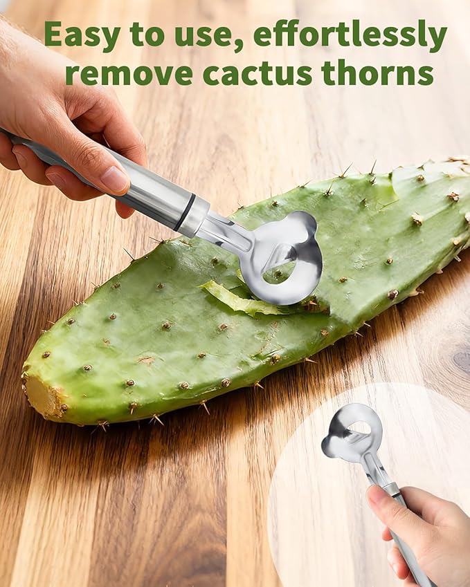 Cactus Peeler Tool, Cactus Peeler Spoon, Long Handle Knife with Hole, Kitchen Gadget Accessories