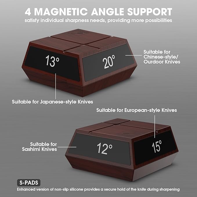imarku Rolling Knife Sharpener, Magnetic 4-Angle Knife Sharpening Kit, 2 Diamond Discs for Any Hardness, Tool for Kitchen & Pocket Knives, 12/13/15/20, Fathers Day