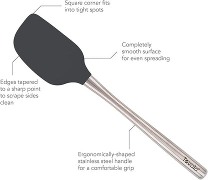 Tovolo Flex-Core Silicone Spatula with Stainless Steel Handle (Charcoal) - Kitchen Utensil & Gadget Essential for Baking, Cooking, Grilling, Apartment, & New Home / BPA-Free & Dishwasher-Safe