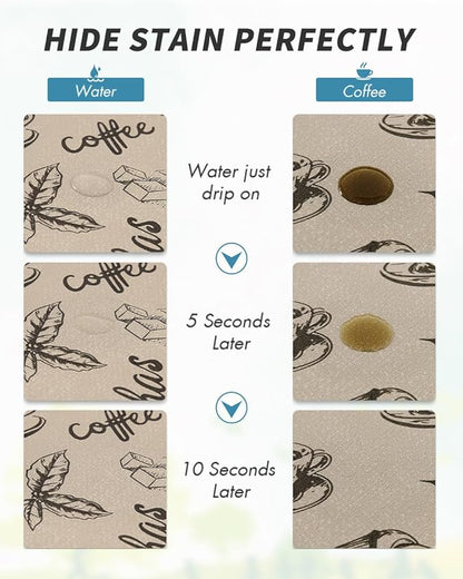 AMOAMI-Coffee Mat Hide Stain Rubber Backed Absorbent Dish Drying Mat for Kitchen Counter-Coffee Bar Accessories Fit Under Coffee Maker, Espresso Machine, Pot, Dish Rack (16X24,MILK TEA)