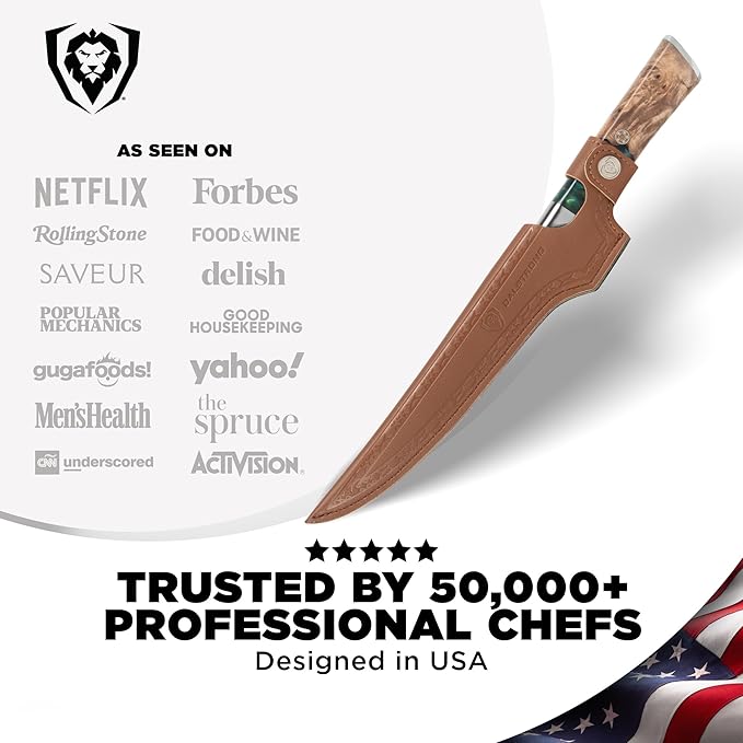 Dalstrong Valhalla 7" Fillet Knife — Flexible High-Carbon Blade (8–12° Edge), Unique Wood Resin Handle - For Filleting Fish, Deboning Proteins, Trimming Silverskin — Leather Sheath, Customer Support