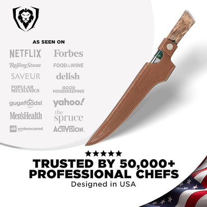 Dalstrong Valhalla 7" Fillet Knife — Flexible High-Carbon Blade (8–12° Edge), Unique Wood Resin Handle - For Filleting Fish, Deboning Proteins, Trimming Silverskin — Leather Sheath, Customer Support