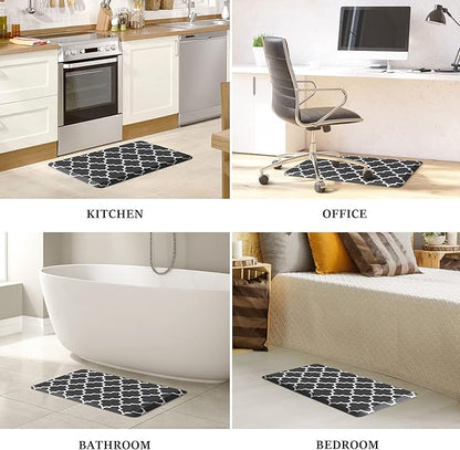 WISELIFE Kitchen Mat Cushioned Anti-Fatigue Kitchen Rug,17.3"x 60",Non Slip Waterproof Kitchen Mats and Rugs Heavy Duty PVC Ergonomic Comfort Mat for Kitchen, Floor Home, Office, Sink, Laundry,Black