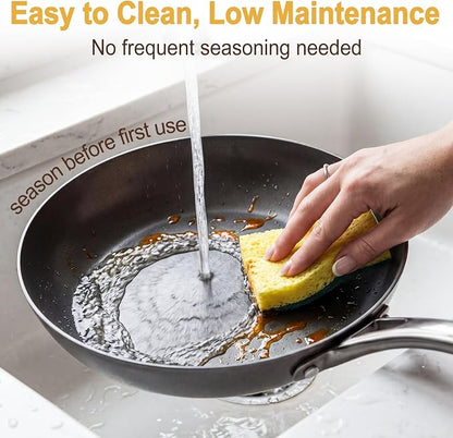 10.25" Lightweight Cast Iron Skillet – Smooth Polished Frying Pan with Rust-Resistant Nitrided Finish for Searing, Frying & Sautéing