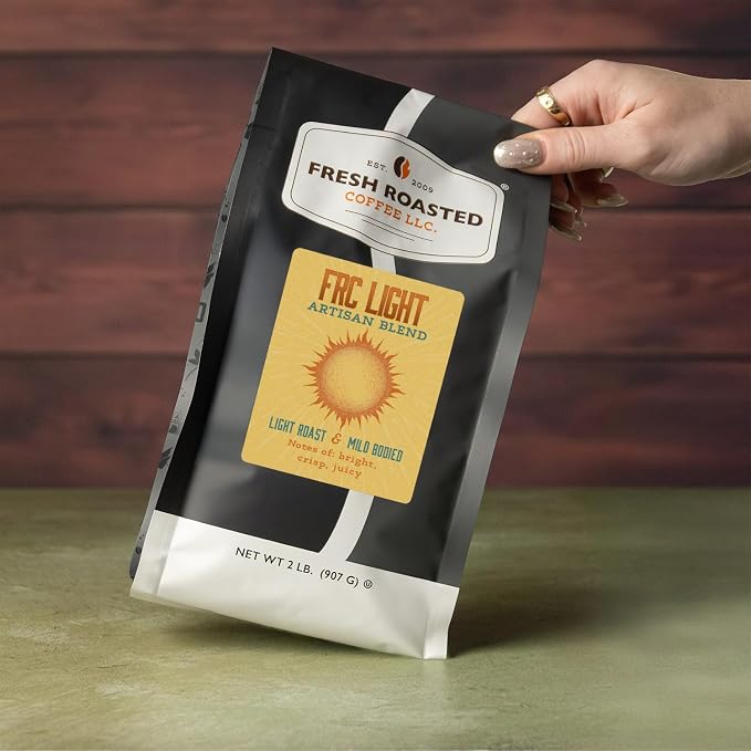 Fresh Roasted Coffee, FRC Light Roast Blend Whole Bean Coffee, Light Roast, Kosher, 2 lb (32 oz)