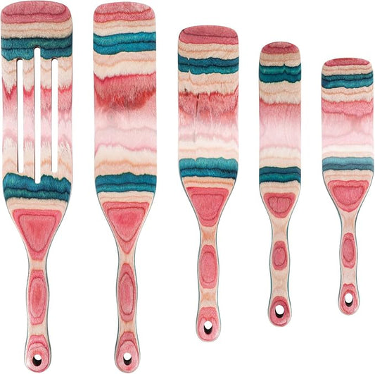 MYRAINBOW A5-3 Spurtle Set, Wooden Utensils for Cooking, Kitchen Utensils Set, Pakkawood Kitchen Cooking Utensils Set, Apartment Essentials Wood Serving Spatula spoon, Home & kitchen Gift