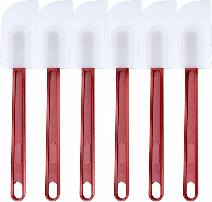 6 Pcs Commerical Rubber Spatula, 9.5-Inch Silicone Rubber Spatula Set High Heat Resistant, Commercial Grade Spatulas, Silicone Jam Scrapers for Baking, Nonstick & BPA-Free