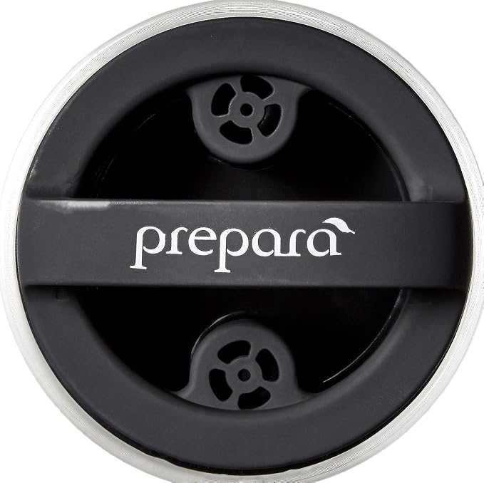 Prepara Evak Fresh Saver Airless Canister, Glass & Stainless, Medium, Soft Touch Black Handle