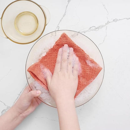 Homaxy 100% Cotton Waffle Weave Kitchen Dish Cloths, Ultra Soft Absorbent Quick Drying Dish Towels, 12 x 12 Inches, 8-Pack, Coral
