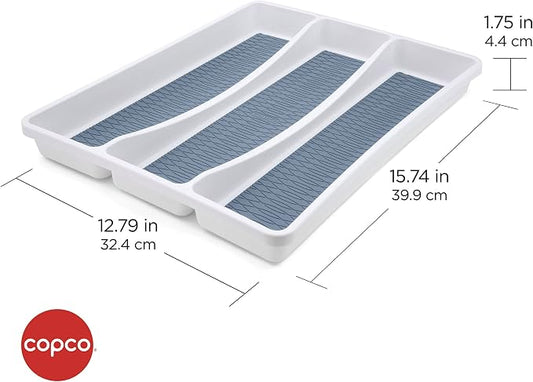 Copco Basics 3 Compartment Drawer Organizer, 15.74 x 12.79 x 1.75-Inch, Faded Denim