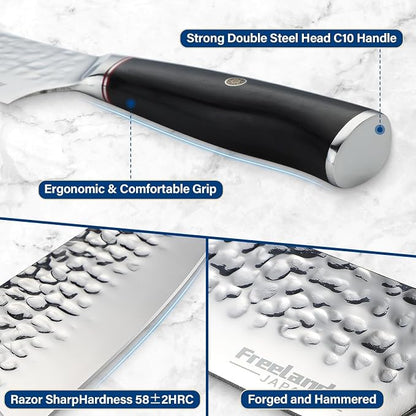 8 Inch Santoku Knife, High Carbon Stainless Steel Damascus Sushi Knife, Professional Sharp Japanese Chef Knife with Ergonomic Handle, Home & Kitchen - Ideal Gift for Home & Kitchen