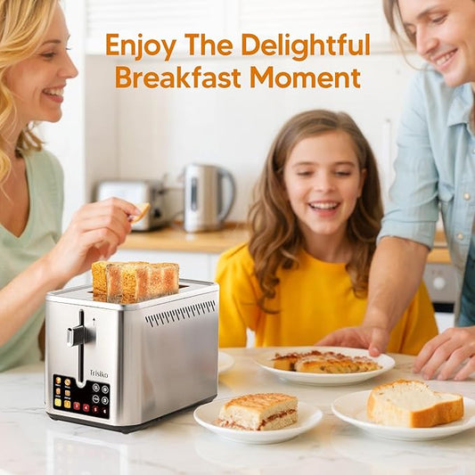 Touch Screen Electric Toaster 2 Slice, Stainless Steel Smart Toaster with Digital Timer, 1.38" Extra-Wide Slots for Bread& Bagel, Great for Home, Office,Dorm