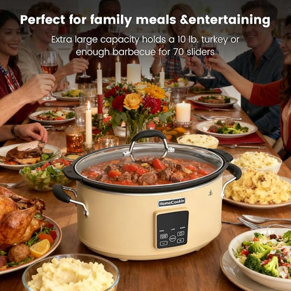 HOMECOOKIN Slow Cooker, Extra Large 10 Quart Programmable Slow Cookers with Timer, Dishwasher Safe Glass Lid & Crock, Kitchen Appliance for Families and Gatherings, Oatmeal