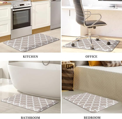 WISELIFE Anti Fatigue Floor Mat - 4/5 Inch Thick Kitchen Mat Non Slip Waterproof Heavy Duty Ergonomic Comfort Mat Durable for Home, Office, Sink, Laundry,(20" x 32", Khaki)