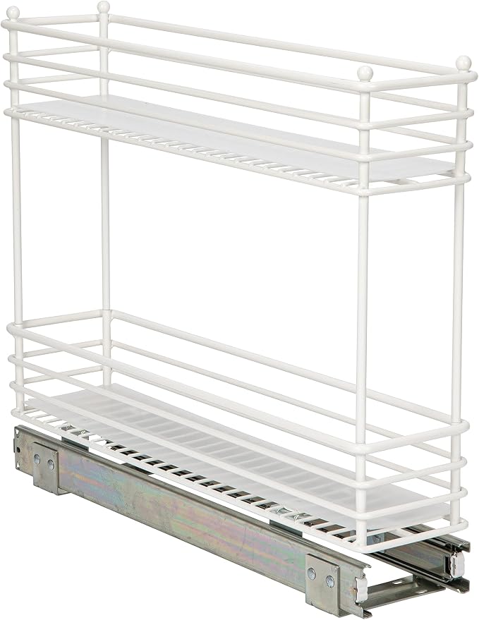 Household Essentials White Steel Artisan Organizer with Plastic Liners, 2-Tier Pull-Out
