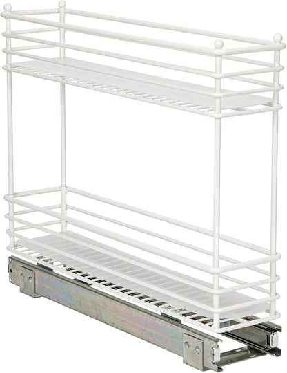 Household Essentials White Steel Artisan Organizer with Plastic Liners, 2-Tier Pull-Out