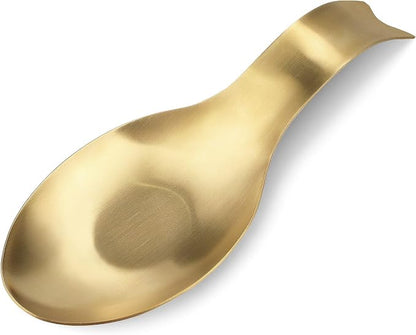 VanlonPro Stainless Steel Spoon Rest, Spatula Ladle Holder, Stainless Steel Utensil Spoon Rest Holder, Brushed Finish, Dishwasher Safe 9.8 x 3.7 Inch (Gold Fish Tail 1PC)