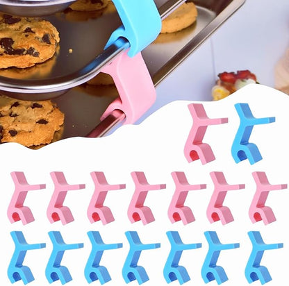 Baking Sheet Stacker, Pack of 16, Tray Stackers Stacking Holder Rack Kitchenwares Tray Stacker for Freeze Dryer Trays Kitchen Picnic BBQ (16, Pink + Blue)