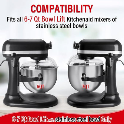 Pouring Shield for KitchenAid 6-7Qt Bowl Lift Stand Mixer (for Stainless Steel Bowls Only), Splash Guard Mixers Bowl Cover for Kitchen aid 6-7Qt Accessories and Attachments (Clear)