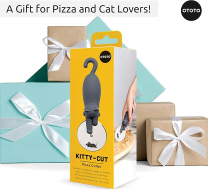 OTOTO Kitty Cut Pizza Cutter Wheel - Pizza Cutters Stainless Steel, Funny Kitchen Gadgets and Kitchen Gifts, Cat Gift for Women Cat Lovers (kitty cut)