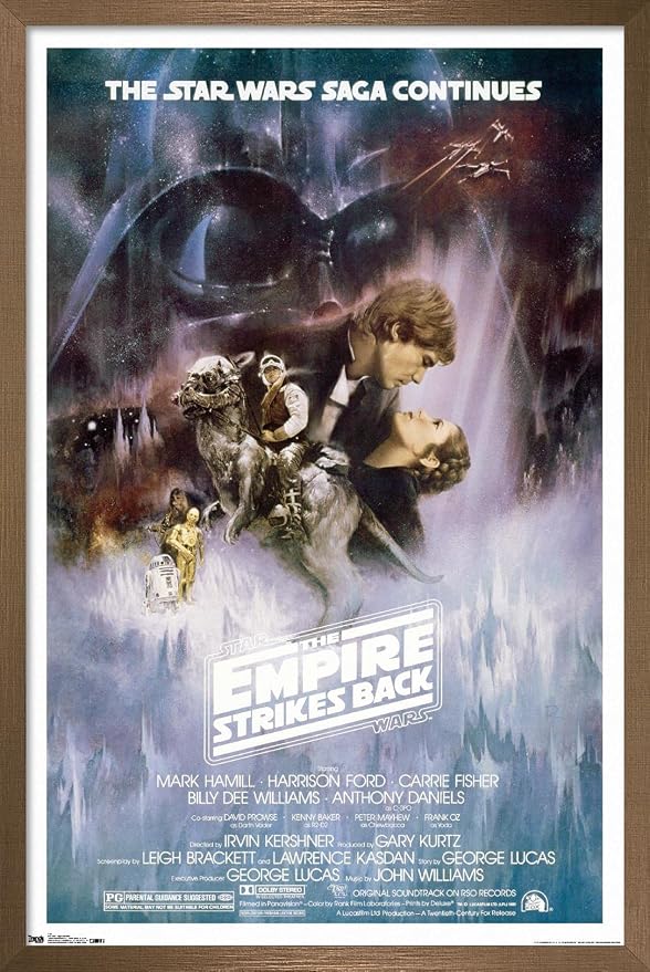 Trends International Star Wars: The Empire Strikes Back - The Saga Continues One Sheet Wall Poster, 14.725" x 22.375", Bronze Framed Version
