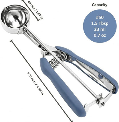 Ice Cream Scoop, 18/8 Stainless Steel Cookie Scoop, Cookie Scoops for Baking, 1.5 Tbsp/ 23ml/ 0.7 oz Cookie Dough Scoop, Cookie Scooper for Baking (#50 Midnight Blue)