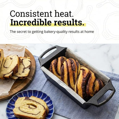Lodge Seasoned Cast Iron Loaf Pan 8.5 Inches - Pre-Seasoned Rectangular Cast Iron Bakeware- Even Browning Bread Pan with Easy-Release Finish - PFAS-Free Non-Toxic Cookware