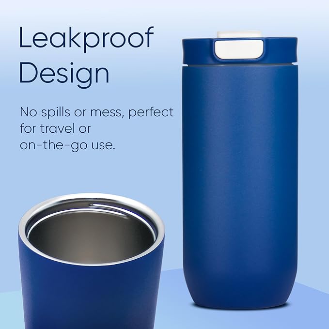 Insulated Stainless Steel Coffee Tumbler, 16.9 oz, Double-wall Insulated, Leakproof, BPA Free (NAVY)