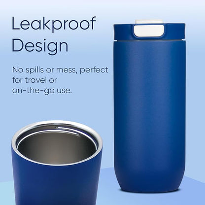 Insulated Stainless Steel Coffee Tumbler, 16.9 oz, Double-wall Insulated, Leakproof, BPA Free (NAVY)