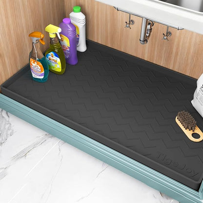 TigeJoy 34" x 22" Under Sink Mats for Kitchen Waterproof, Leak-Proof Silicone Mat Sink Protector and Cabinet Liner, Kitchen Essentials Organizer and Storage, Boot or Shoe Tray, Pet Feeding Mat