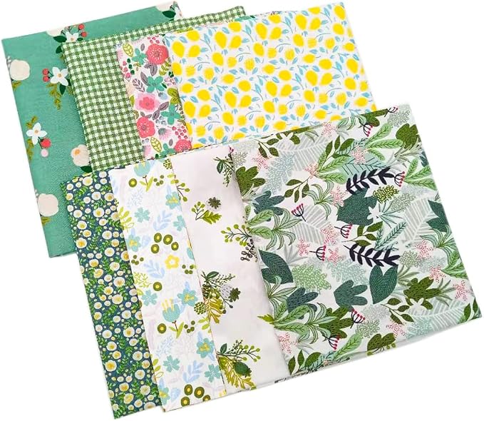 Fabric, 8 pcs/lot Fat Quarter Fabric Bundles 100% Cotton 19.69" x 19.69" (50cm x 50cm) Quilting Cotton Craft Pre-Cut Squares Sheets for Patchwork Sewing Quilting Crafting, Floral Pattern.
