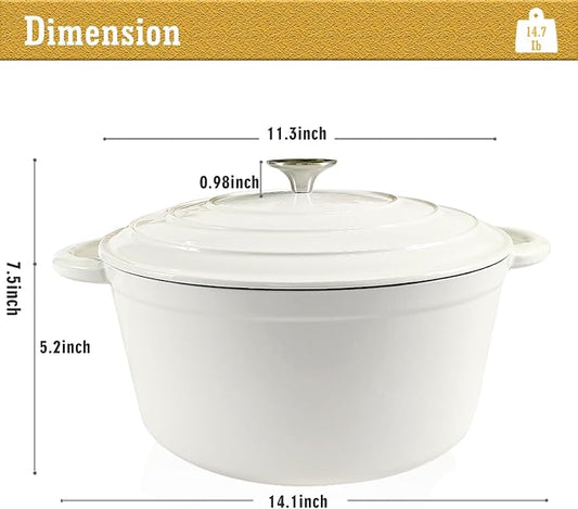 6 Quart Enameled Cast Iron Dutch Oven with Lid, Heavy-Duty And Non-Stick Cookware Pot for Braising, Stews, Roasting, Bread Baking - Oven & Stovetop Safe