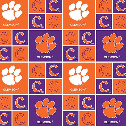 Clemson University Tigers Fabric – Officially Licensed Clemson University Cotton Quilting Fabric by Sykel Enterprises, Precut Yardage for Sewing & Crafts Geometric Block