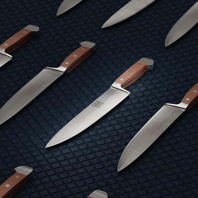 Gude Alpha Pear Series Hand Forged/Sharpened Chef's Knife, 10-in - Ice Hardened Steel - Made in Solingen, Germany Since 1910