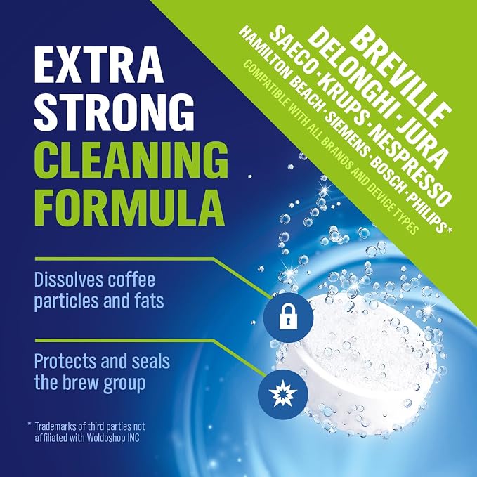 WoldoClean Cleaning Tablets for Espresso & Coffee Machine 150 Tabs - compatible with Breville Espresso Machines