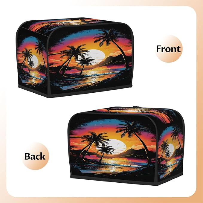 Toaster Cover 2 Slice Wide Slot Sunset Palm BeachBread Toaster Oven Dustproof Cover Small Appliance Kitchen Covers Dust and Fingerprint Protection for Women Gift 2 Slice