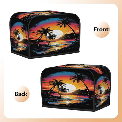 Toaster Cover 4 Slice Wide Slot Sunset Palm BeachBread Toaster Oven Dustproof Cover Small Appliance Kitchen Covers Dust and Fingerprint Protection for Women Gift 4 Slice