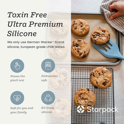 Starpack 'Head Turner' XL Premium Silicone Turner and Slotted Spatula - 13.5" Turning Spatulas High Heat Resistant to 600°F - Silicone Slotted Spatulas for Cooking - Non Stick Rubber Turning Spatula