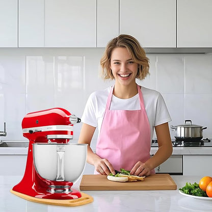 Mixer Slider Compatible with Kitchen aid Bowl Lift 4 .5-5 Qt Stand Mixer Bamboo- Kitchen Countertop Storage Mover Sliding Caddy for Kitchen Aid 4 .5-5 Qt Mixer (4 .5-5 Qt with handle-Natural)