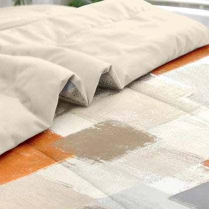 Pamnest Comforter Set Queen Size, Beige Grey Abstract Painting 7 Pcs Bedding for Kids and Adults, Orange Gray Contemporary Bed Sheet Sets with Fitted Sheet 2 Pillowcase & 2 Sham for Bedroom Bed Decor