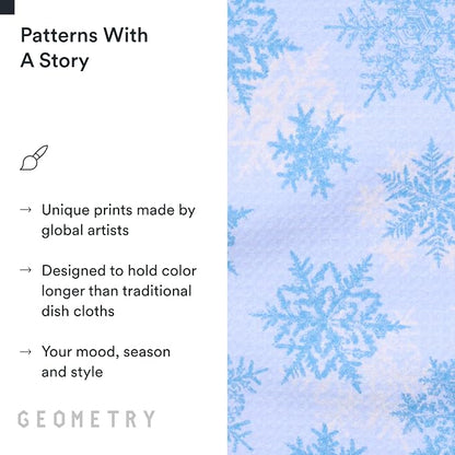 GEOMETRY Holiday Kitchen Dish Cloths - Quick Dry Dishcloths for Kitchen - Premium Dish Rags with Geoweave - 3-Pieces Set - Snow Frostin