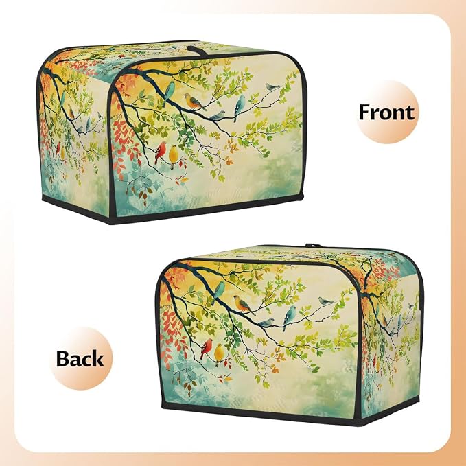 Animal Bird Toaster Cover 4 Slice Wide Slot Washable Toaster Covers | Tree Art Dust and Fingerprint Protection Bread Maker Covers for Kitchen Accessories Decor Bakeware Women Gift