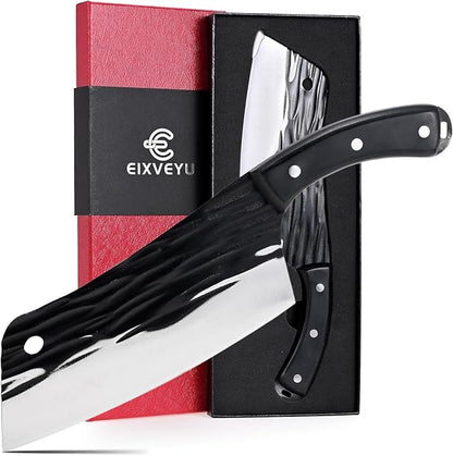 SHI BA ZI ZUO Meat Knife Cleaver Knife Forged Butcher Knife Kitchen Knife for Meat Cutting with Anti-Slip Wooden Handle