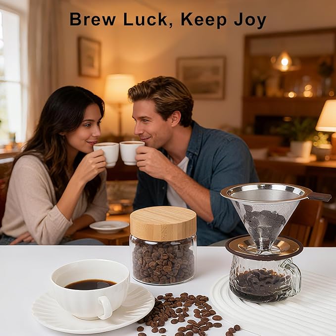 Pour over Coffee Dripper, Stainless Steel Paperless Reusable Coffee Filter, Metal 600 Mesh Strainer Coffee Maker (1-2 Cups)