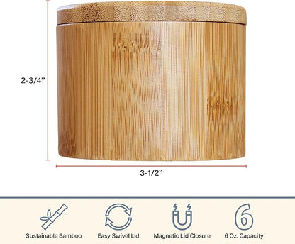 Totally Bamboo Salt Cellar with Swivel Lid - Wooden Salt Container, Bamboo Spice Box for Kitchen Countertop, Magnetic Closure, 6 Oz