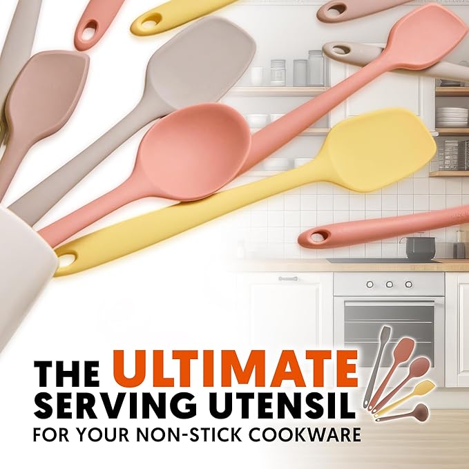 Multi Platinum Silicone Cooking Spoon for Baking, Scraping & Mixing, 100% Food Grade Colorful Silicone Kitchen & Serving Utensils, Heat Resistant, Non-Stick Cookware - 11.4 inch Butter Yellow