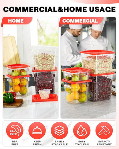 6QT Clear Food Storage Containers: 2 PCS[Food Grade][Hot&Cold Resistant] NSF Food Storage Containers with Lids for Home Restaurant Kitchen Storage Pizza Proof Dough, BPA Free (N3)