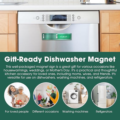 Dishwasher Magnet – Red & Green Clean Dirty Sign, 304 Stainless Steel with Adhesive Tape, Easy Slide for Kitchen Decor & Home Organization Gift (S106)